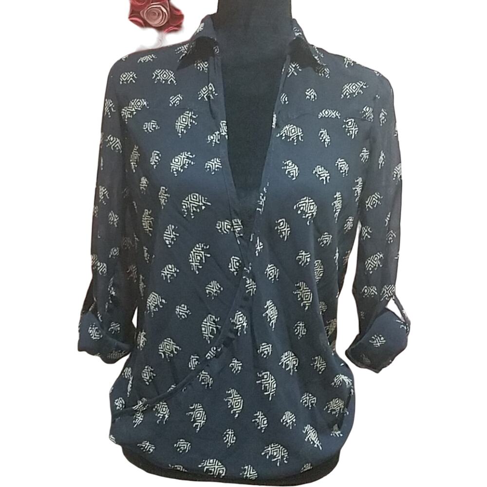 Japna XS Sheer elephant print hi lo top